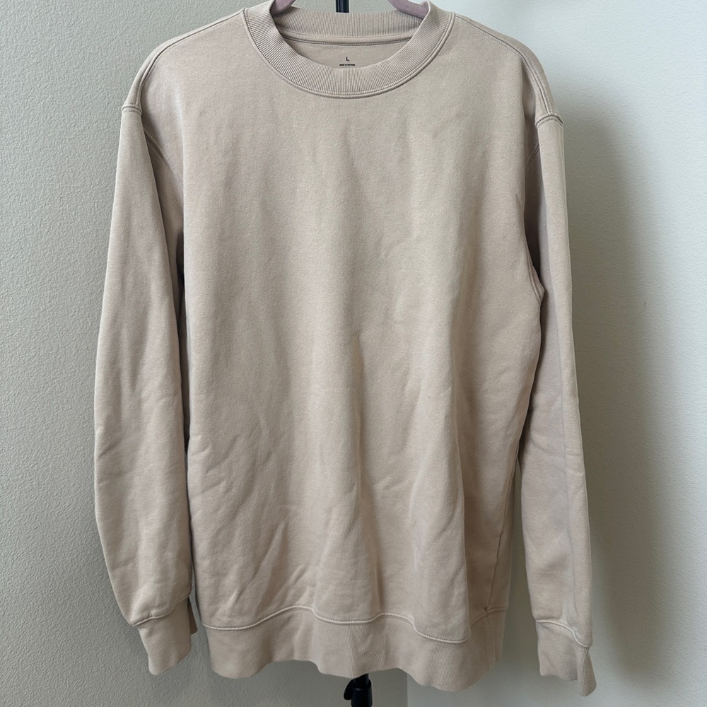 MUJI cream light neutral tan oversized crew neck.